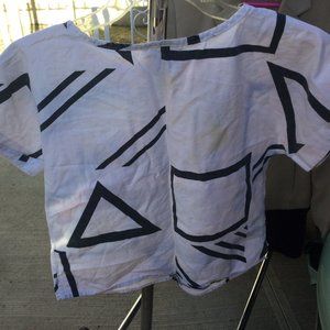 Geometric 80's style Black and White Crop Tee